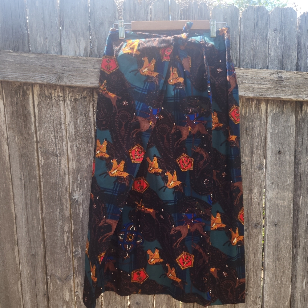 Vintage Royal S. Shamash & Sons Esquestrian Countryside Print Maxi Skirt